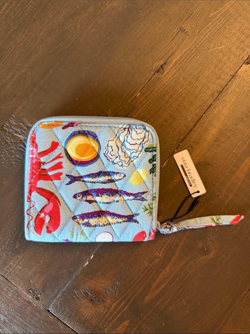 NWT Vera Bradley Seafood Boil Essential Small Zip Around Cotton Wallet